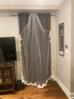 Cathedral length Veil Chantilly Lace-Edged Veil in Ivory
